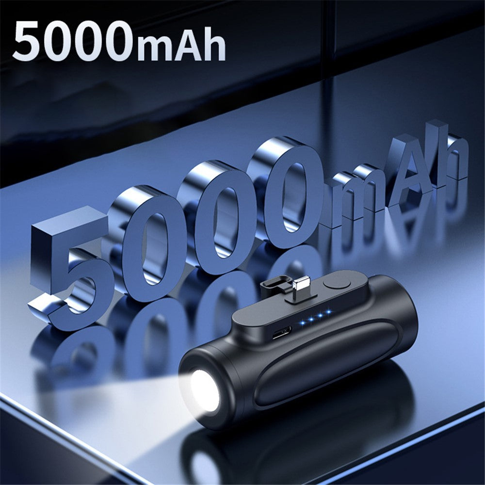 5000mAh Small Portable Charger Mini Power Bank Type-C Compact Phone Charger with Flashlight