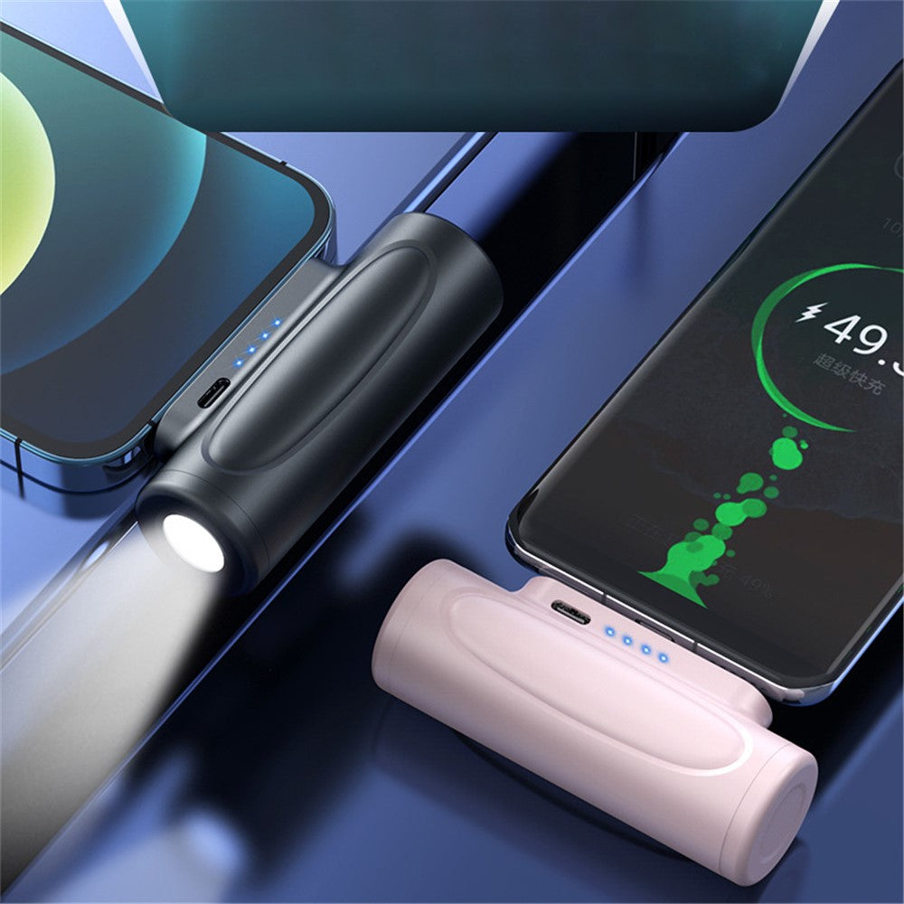 5000mAh Small Portable Charger Mini Power Bank Type-C Compact Phone Charger with Flashlight