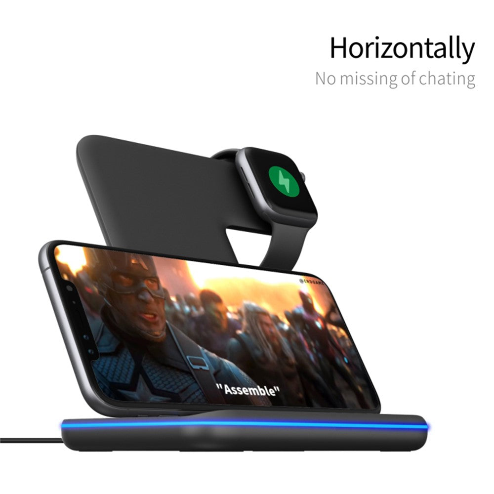 3-in-1 Vertical Wireless Charging Stand with Light Ring – for iPhone, Apple Watch & AirPods