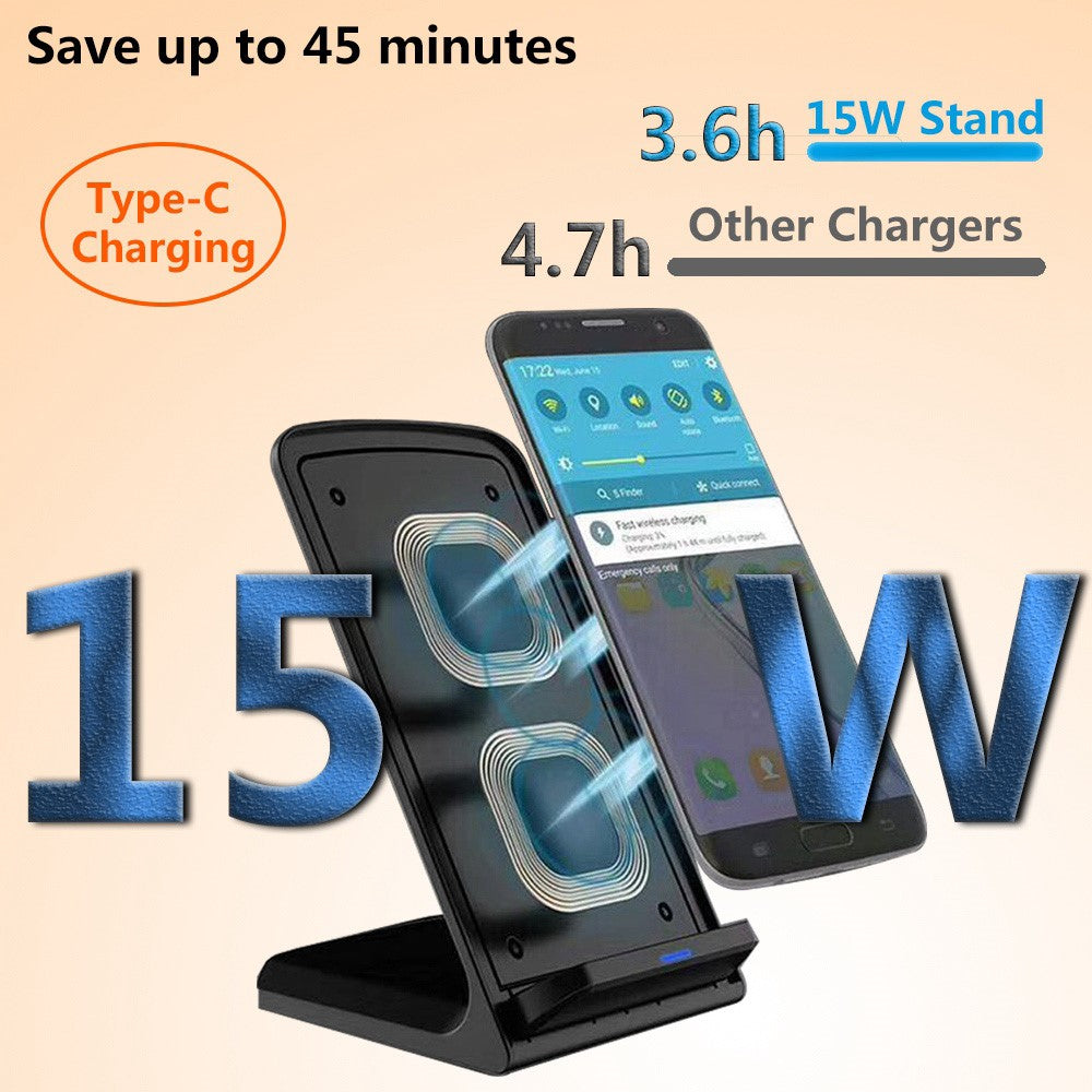 15W Wireless Charging Stand – Fast Charging Cradle for iPhone, Samsung & Huawei