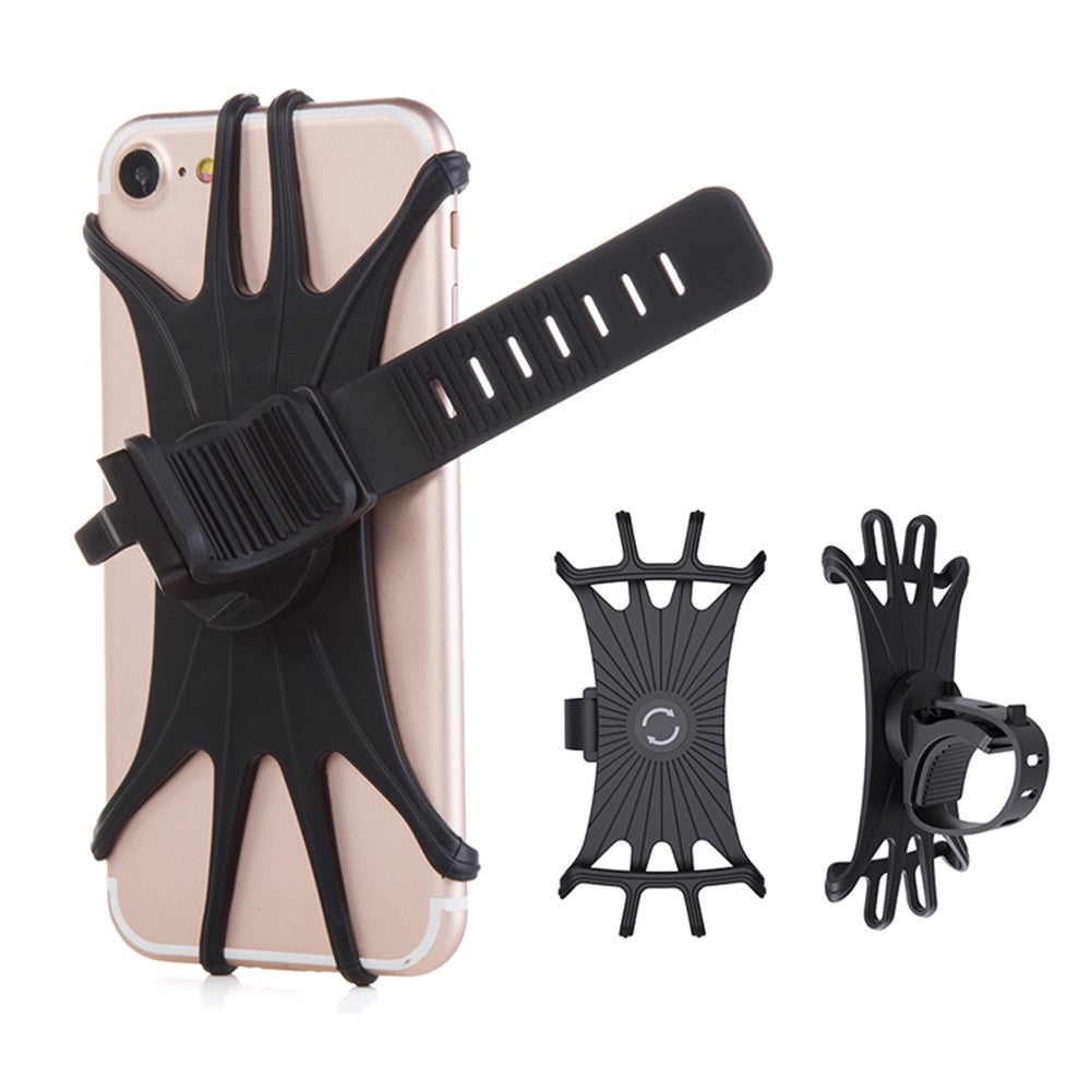 Universal Free Rotating Stretchable Silicone Phone Mount Bicycle Handlebar Cellphone Holder for 4-6 inch Cellphone GPS