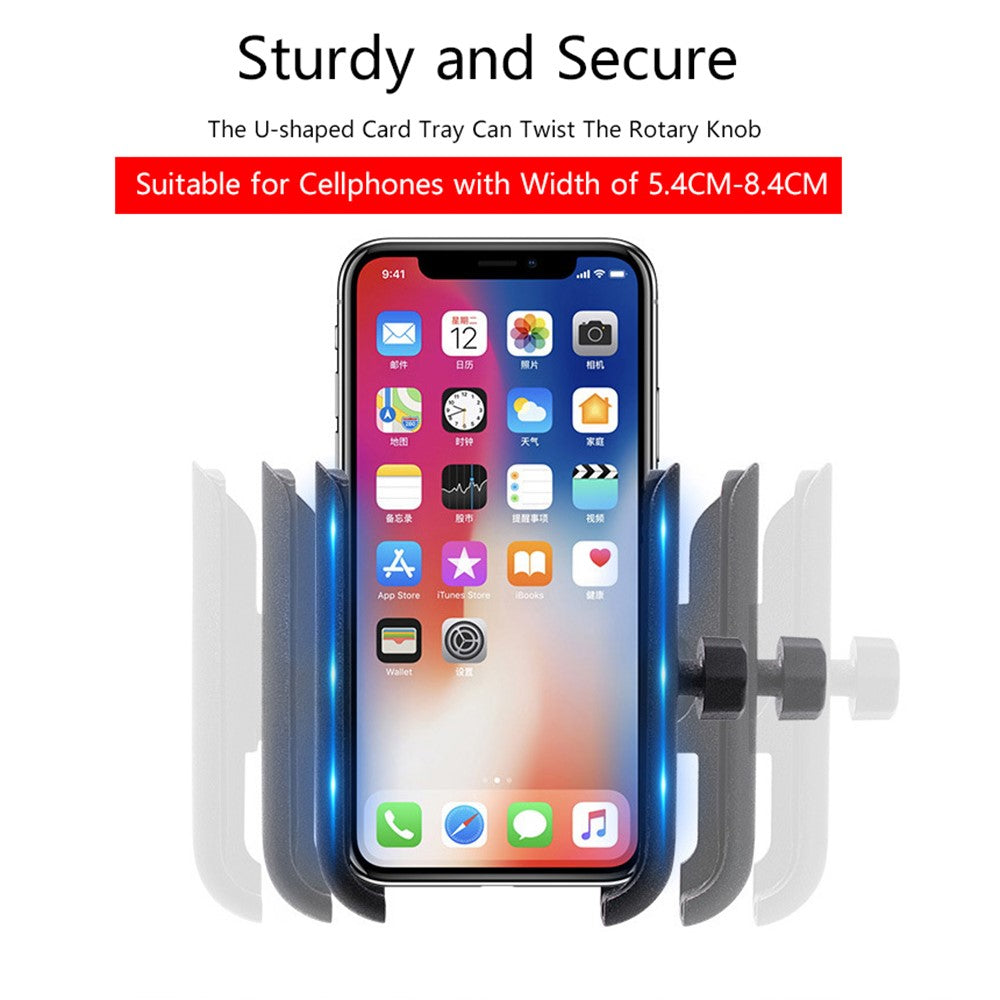 WUPP 360 Degree Aluminum Alloy Motorcycle Bike Rear Mirror Phone Holder GPS Stand Mount for 4-6.5 inch Phone