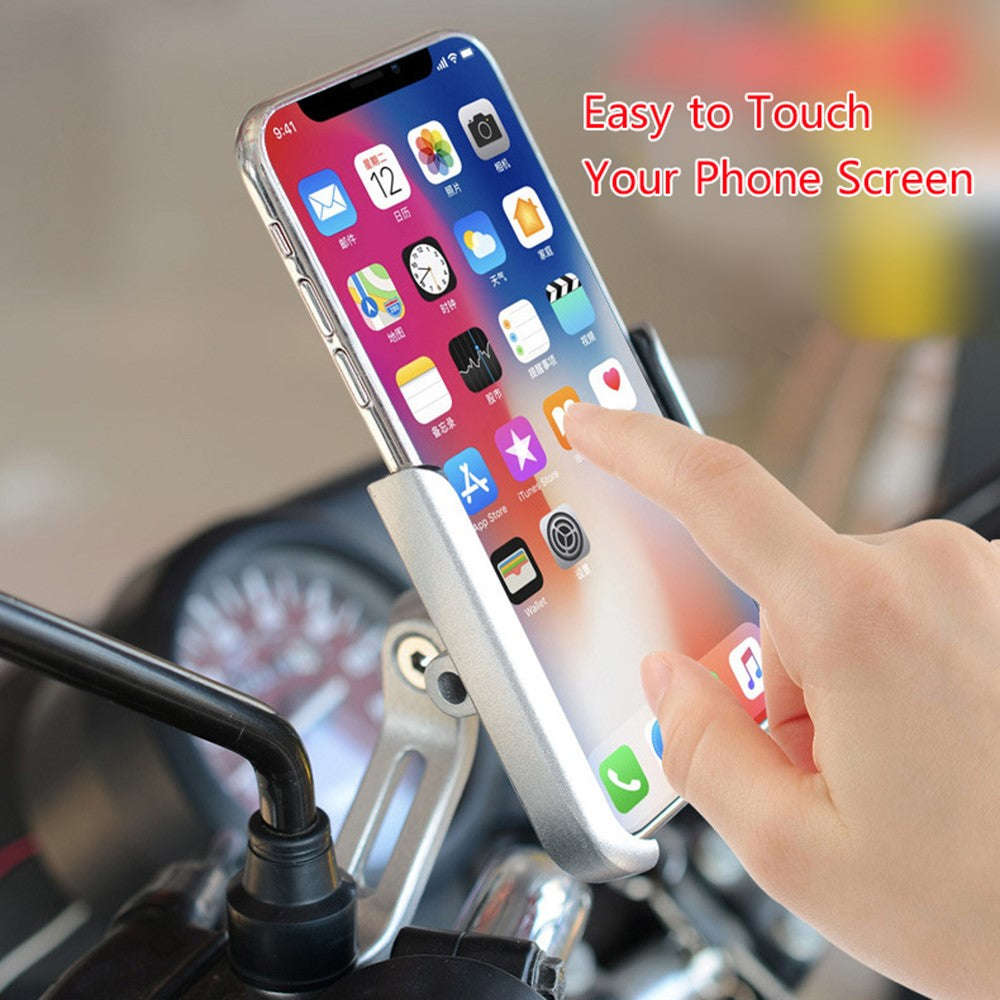 WUPP 360 Degree Aluminum Alloy Motorcycle Bike Rear Mirror Phone Holder GPS Stand Mount for 4-6.5 inch Phone