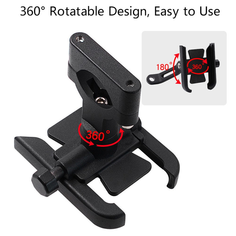 WUPP 360 Degree Aluminum Alloy Motorcycle Bike Rear Mirror Phone Holder GPS Stand Mount for 4-6.5 inch Phone