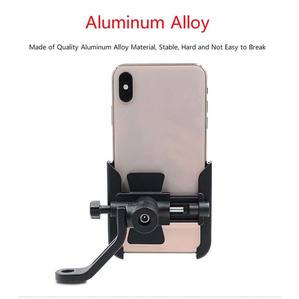 WUPP 360 Degree Aluminum Alloy Motorcycle Bike Rear Mirror Phone Holder GPS Stand Mount for 4-6.5 inch Phone
