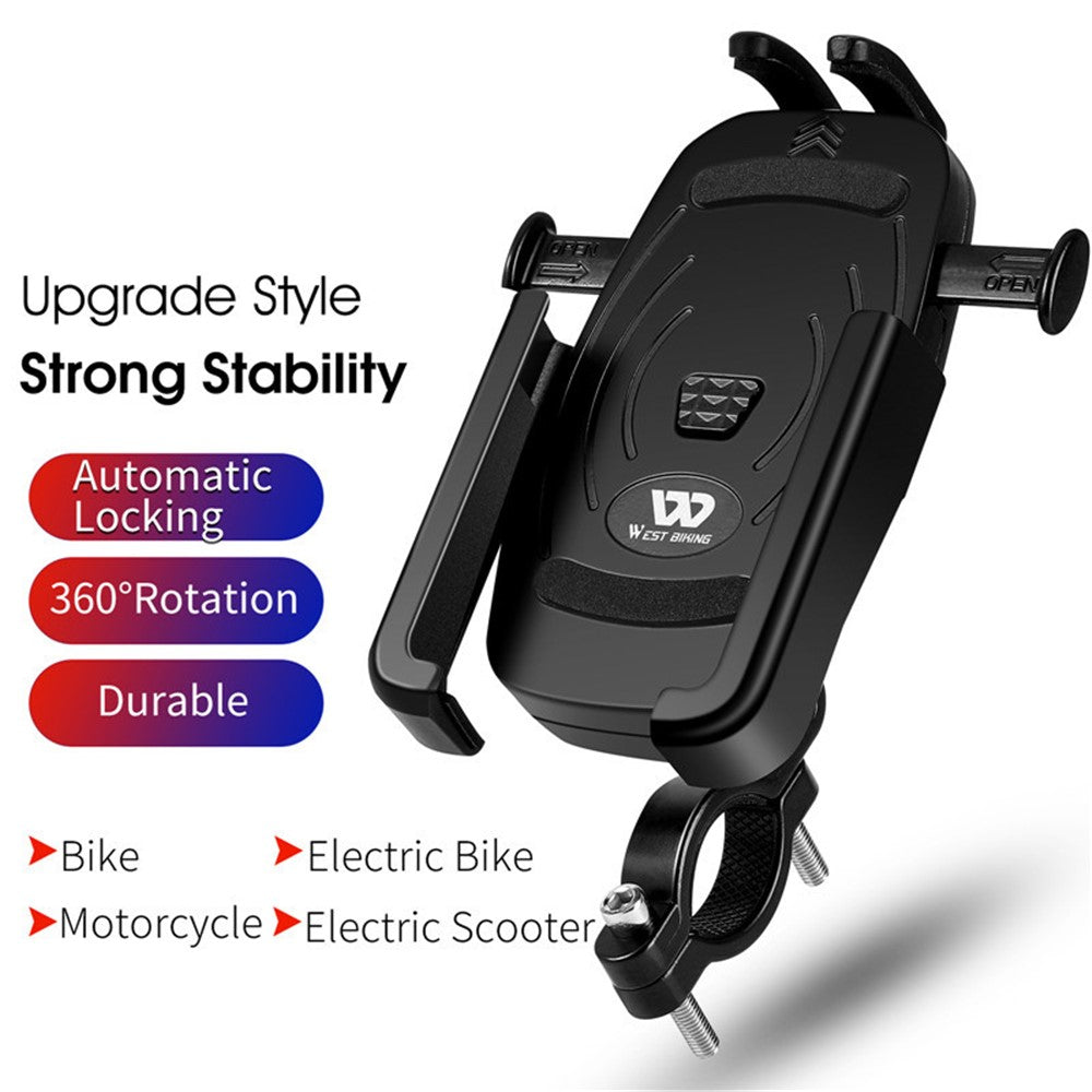 WEST BIKING MTB Bicycle Cycling Mobile Phone Holder Bike Handlebar Phone Stand Bracket for 4.5-6.8 inch Phone