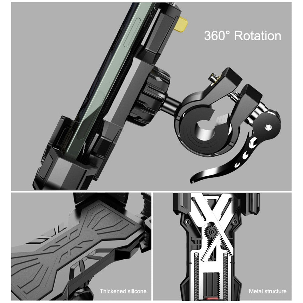 FL-201 Motorcycle Phone Mount Bike Phone Holder Electromobile Handlebar Cell Phone Clamp Scooter Phone Clip for 4.7''- 6.9'' Cell Phones