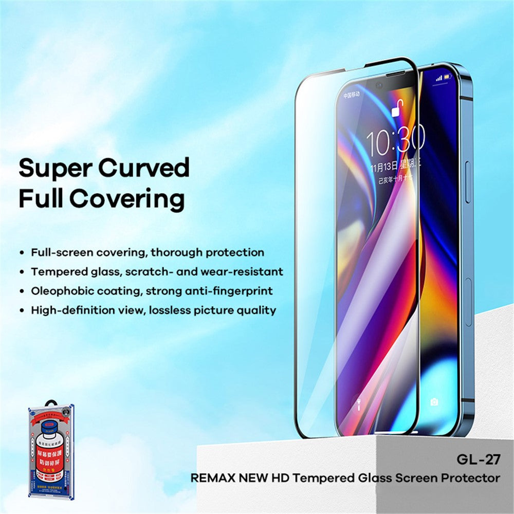 REMAX Wear-Resistant Anti-Explosion Full Glue Full Screen Coverage Curved Tempered Glass Screen Protector for iPhone 13 mini 5.4 inch