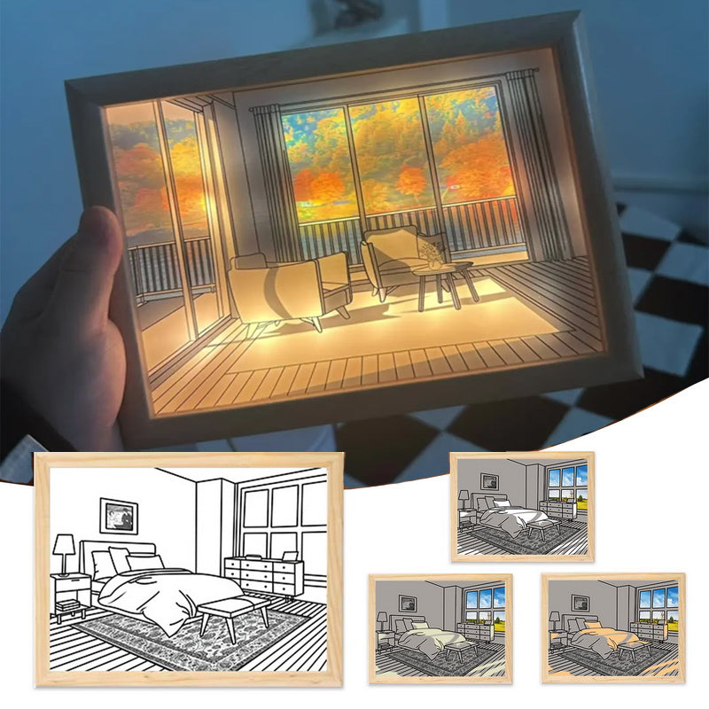 Illuminated Picture LED Decorative Light Painting Bedside Picture Style Creative Modern Simulate Sunshine Drawing Night