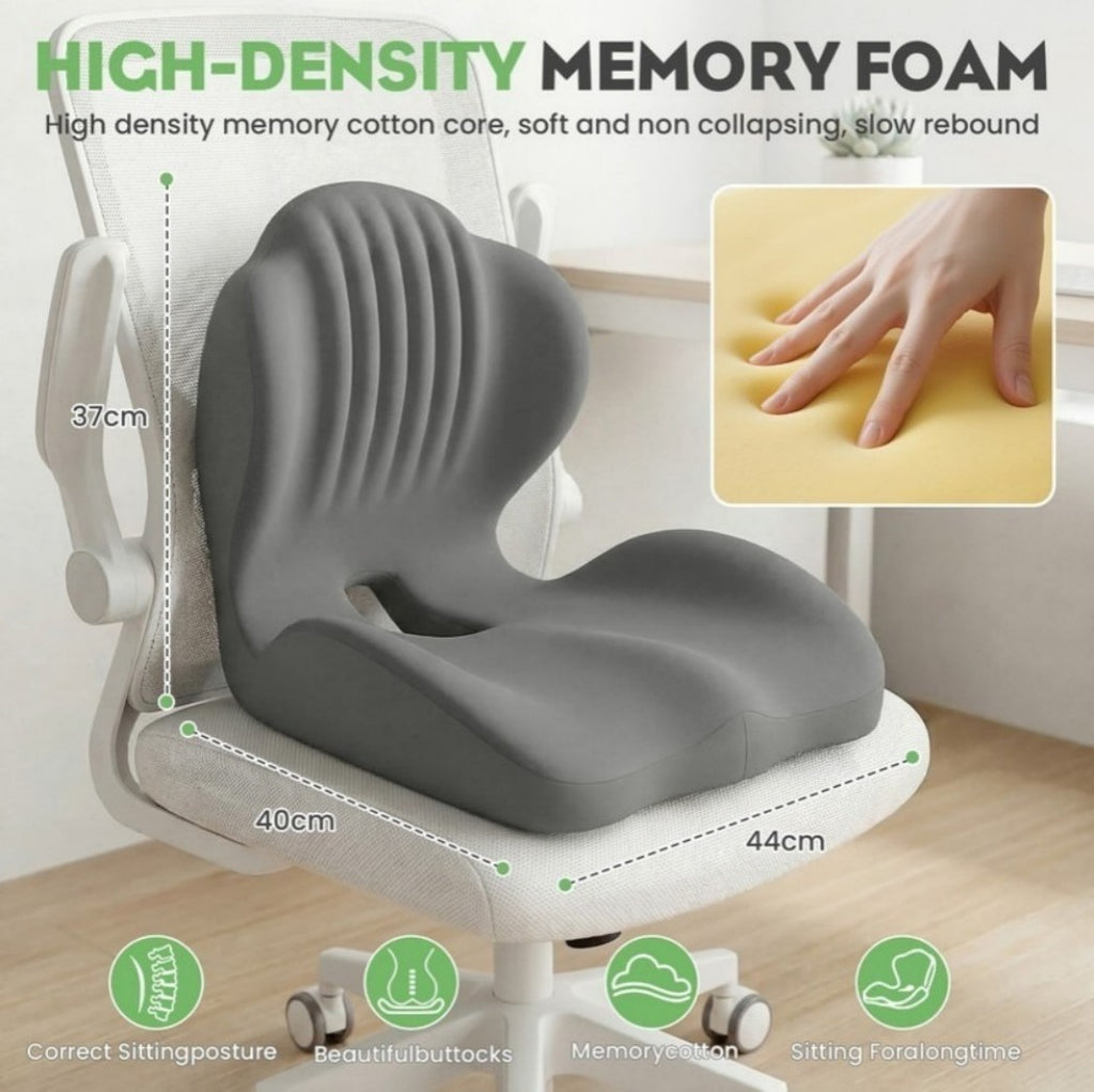 2-in-1 Ergonomic Back and Seat Cushion with Lumbar Support Tailbone Pain Relief