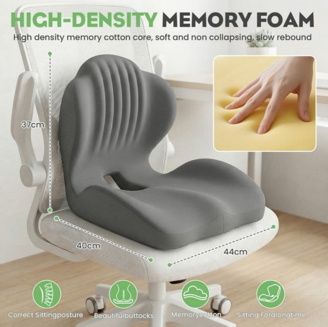 2-in-1 Ergonomic Back and Seat Cushion with Lumbar Support Tailbone Pain Relief