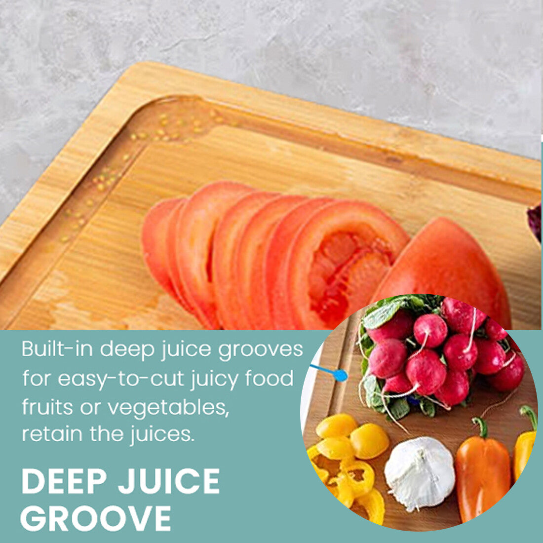 Chopping Board with Containers, Large Bamboo Cutting Board with anti slip pads