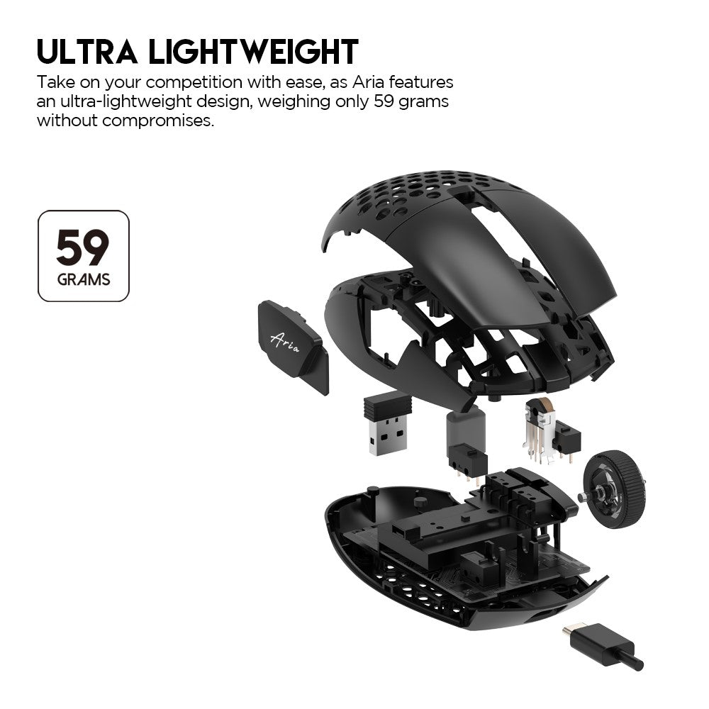 TEEVO Aria XD7 Wireless Gaming Mouse – 26,000 DPI, 6 Programmable Buttons