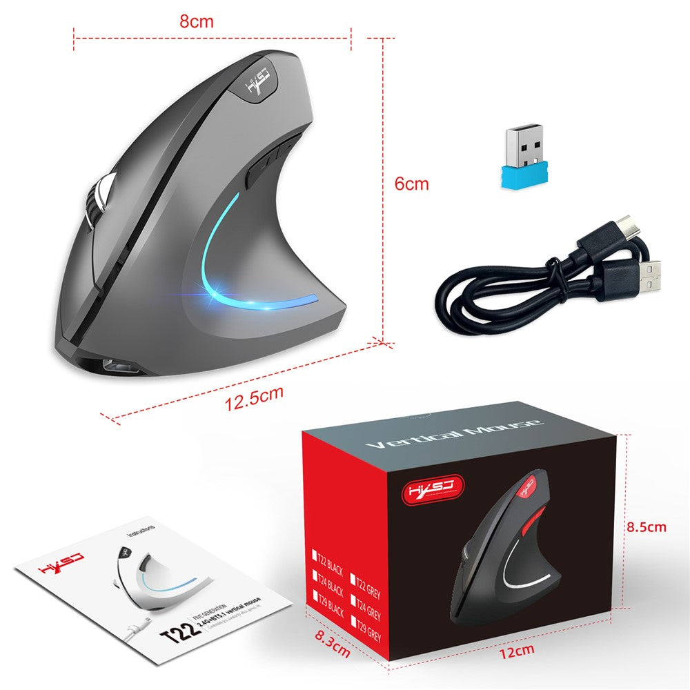 Ergonomic Vertical Mouse – Silent Click, Dual Mode 2.4G & Bluetooth, 2400 DPI