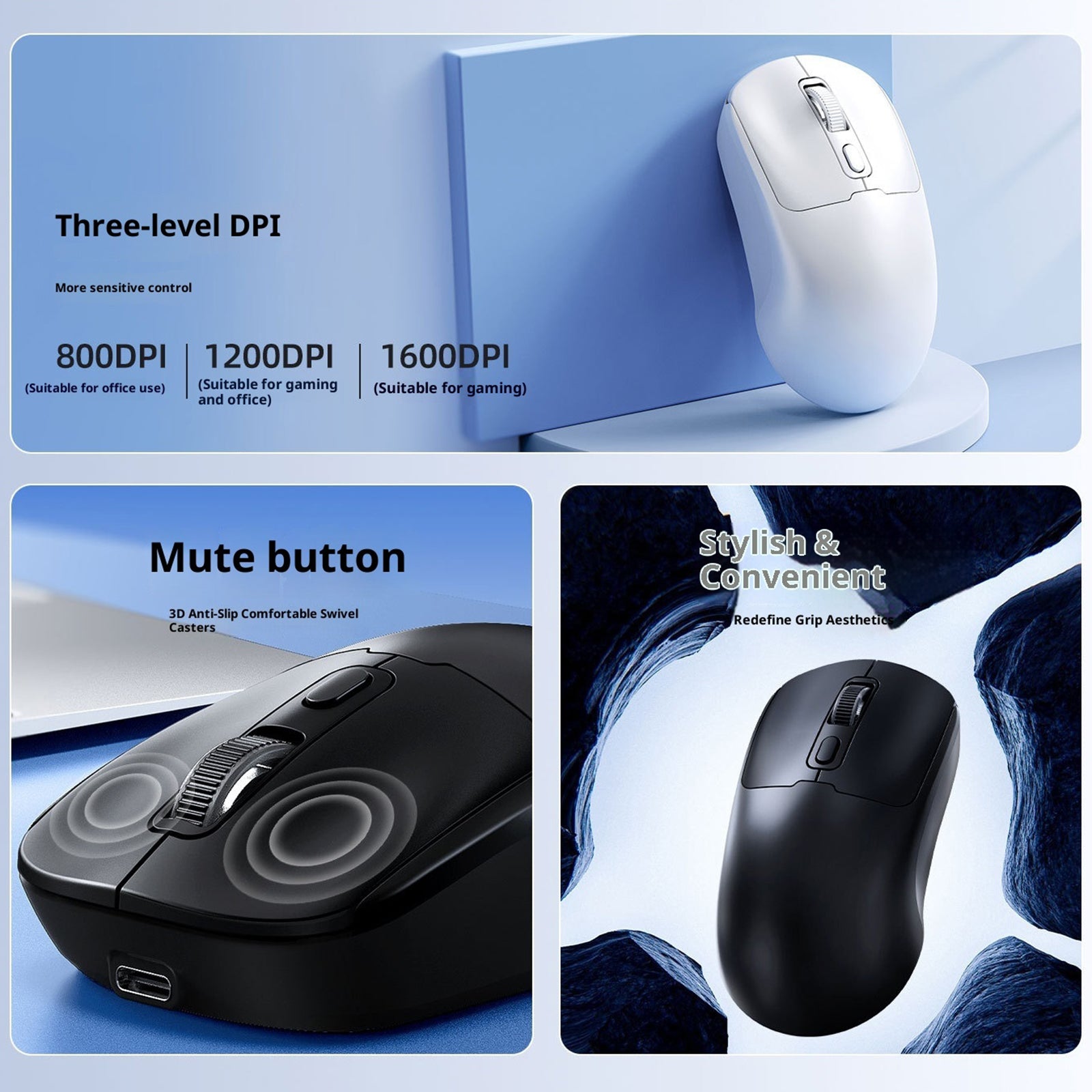 T-WOLF Q3 Silent Wireless Mouse – Rechargeable, Dual Mode