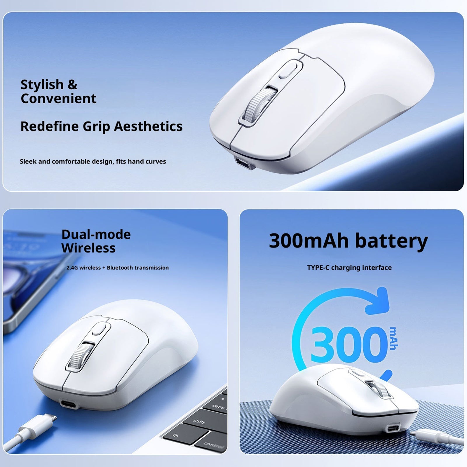 T-WOLF Q3 Silent Wireless Mouse – Rechargeable, Dual Mode