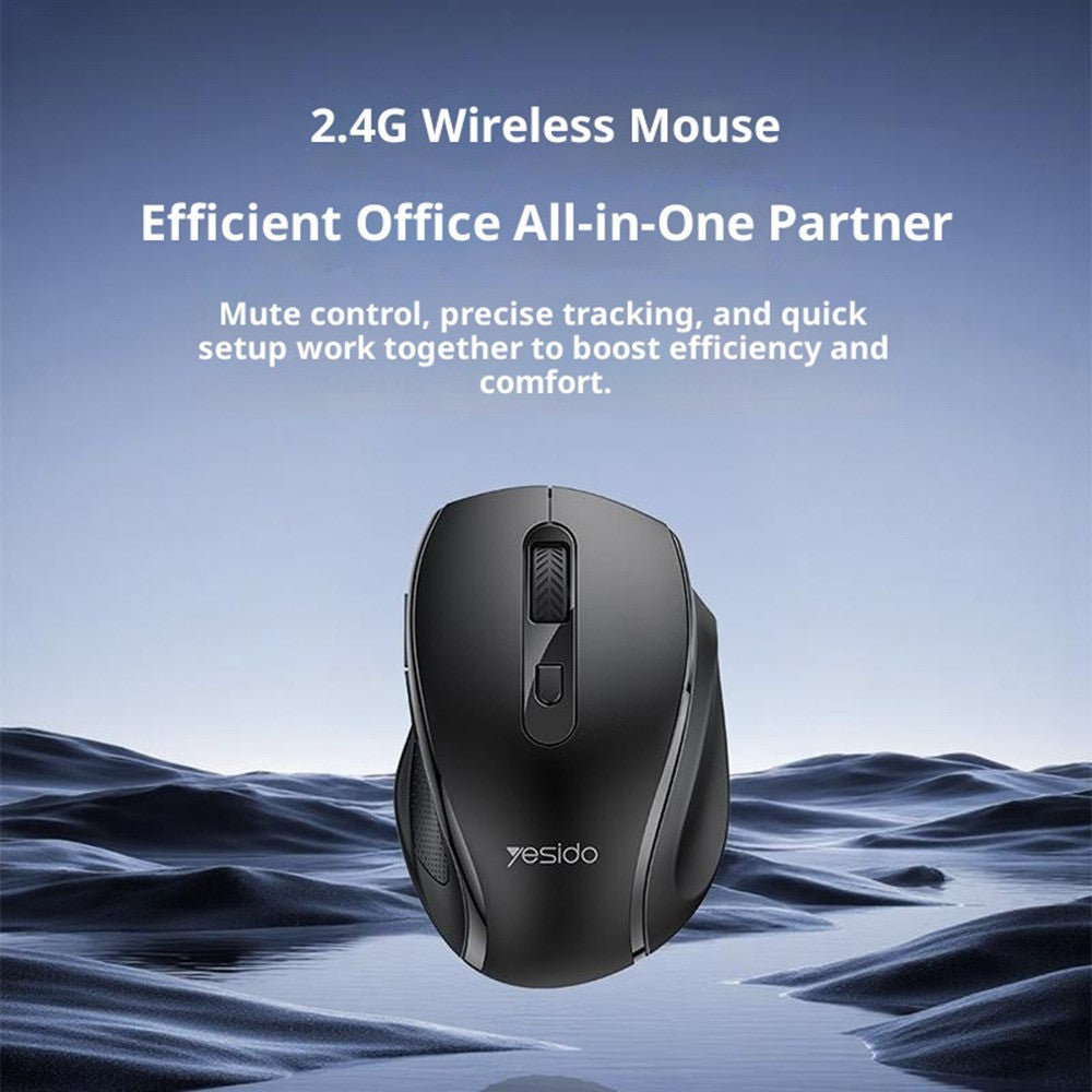 Quiet Wireless Business Mouse – 6 Programmable Buttons, Wide Side Rest