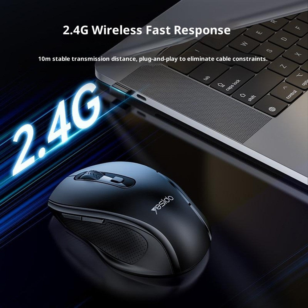 Quiet Wireless Business Mouse – 6 Programmable Buttons, Wide Side Rest
