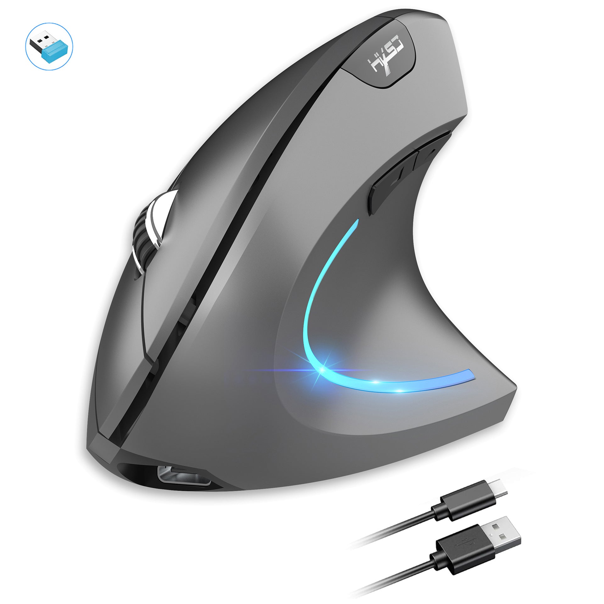 Ergonomic Vertical Mouse – Adjustable, Dual Mode 2.4G & Bluetooth, 2400 DPI