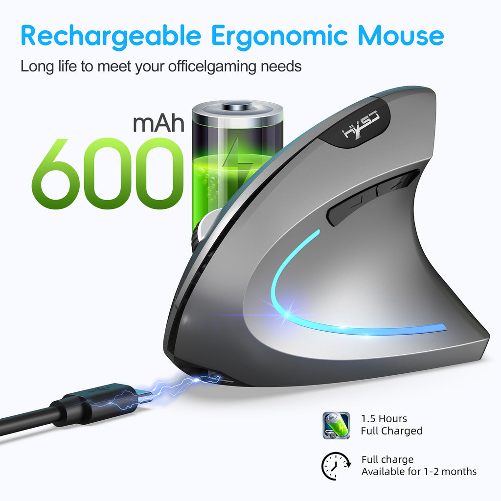Ergonomic Vertical Mouse – Adjustable, Dual Mode 2.4G & Bluetooth, 2400 DPI