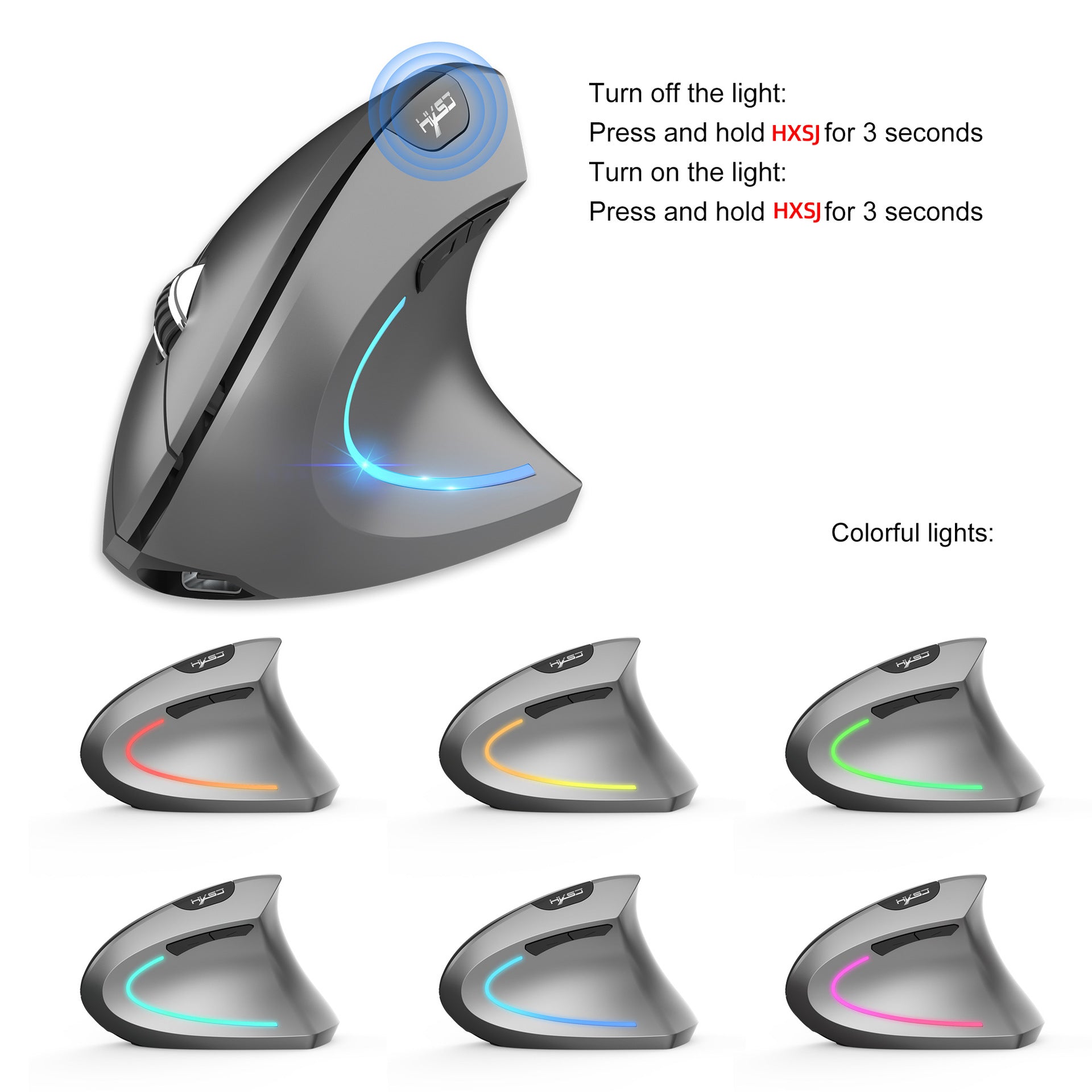 Ergonomic Vertical Mouse – Adjustable, Dual Mode 2.4G & Bluetooth, 2400 DPI