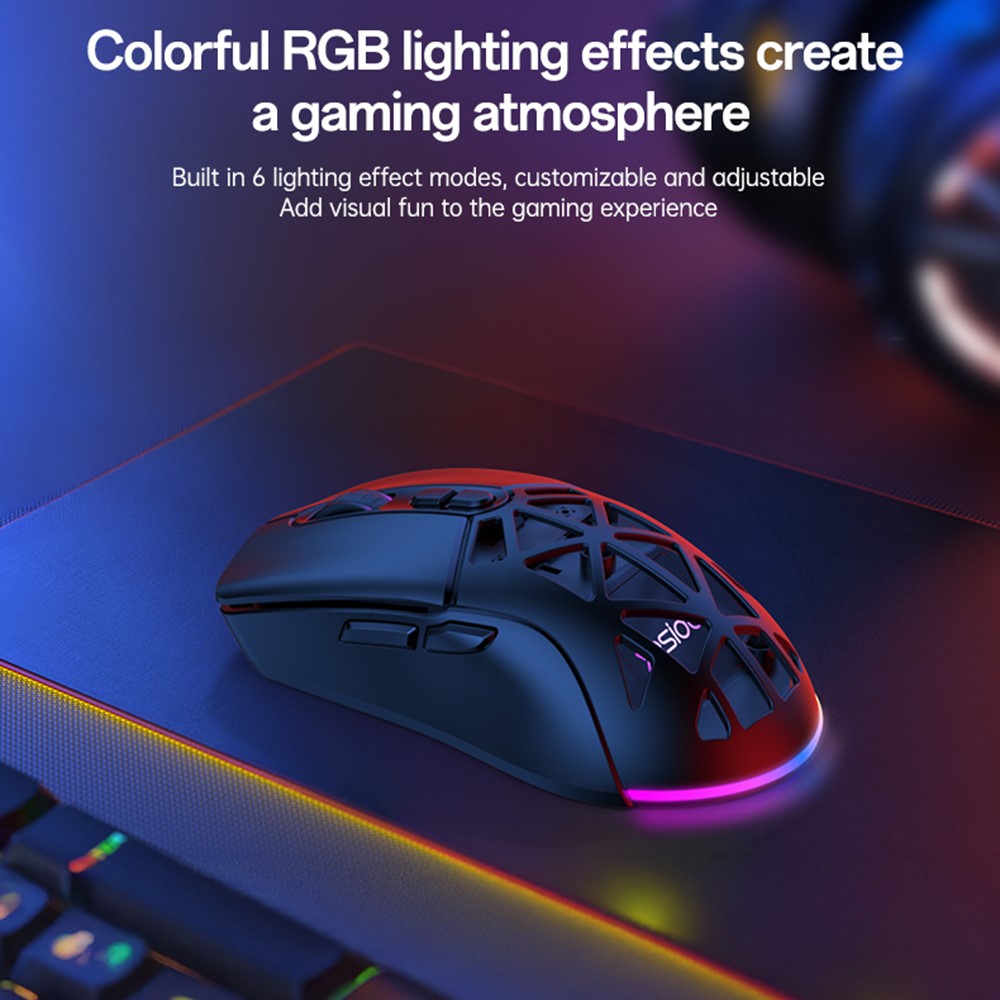Wireless Gaming Mouse – Tri-Mode 2.4G, Bluetooth & Wired, RGB Backlit
