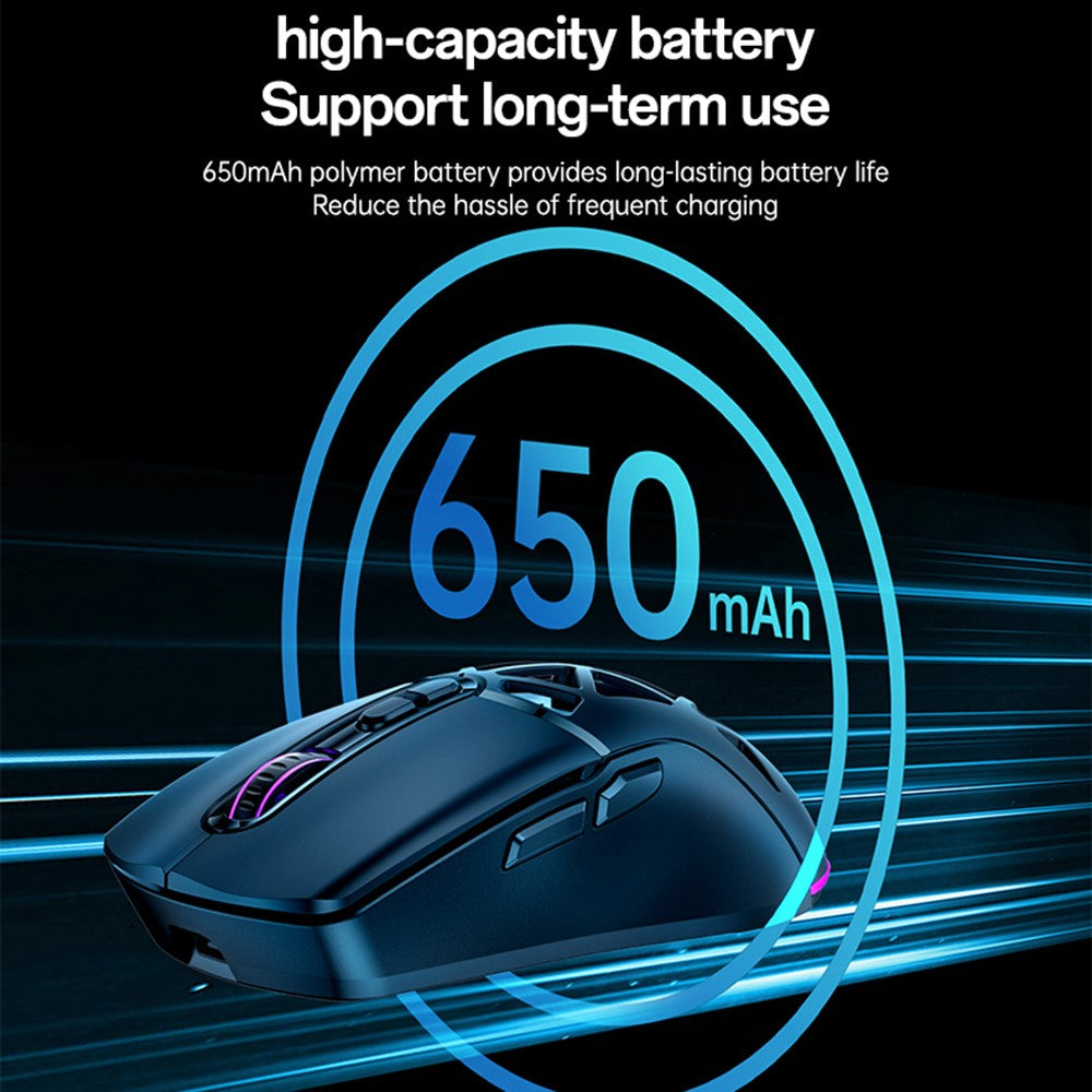 Wireless Gaming Mouse – Tri-Mode 2.4G, Bluetooth & Wired, RGB Backlit