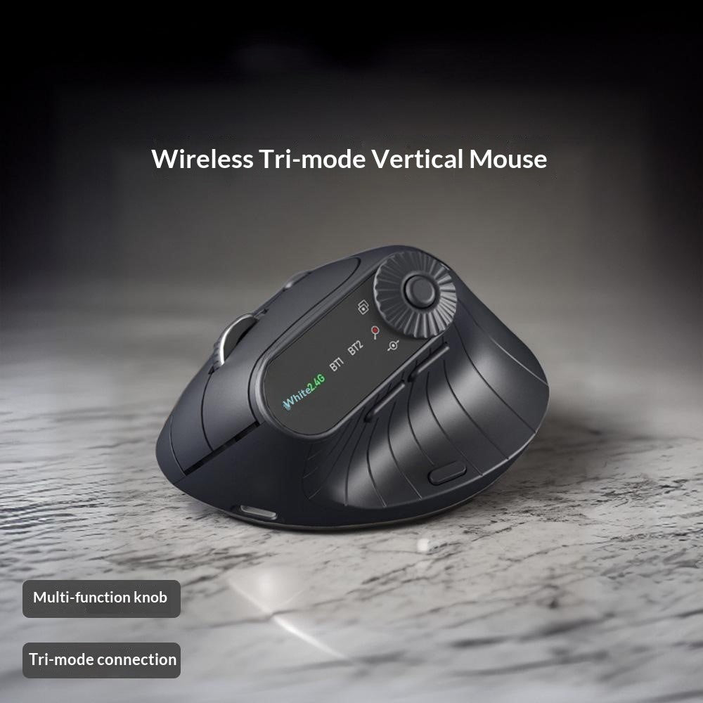 Ergonomic Vertical Mouse with LED Display – Rechargeable, Tri-Mode
