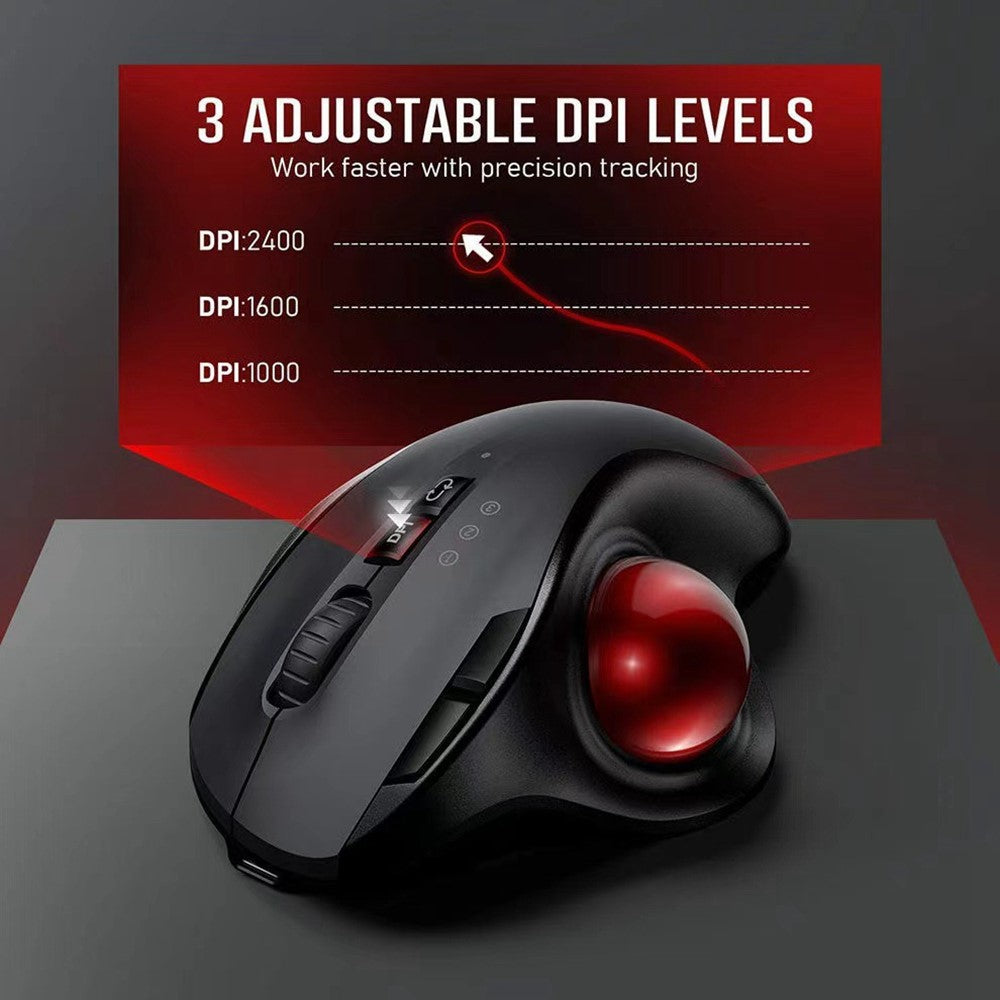 Ergonomic Trackball Mouse – Silent, Rechargeable, Dual Mode 2.4G & Bluetooth