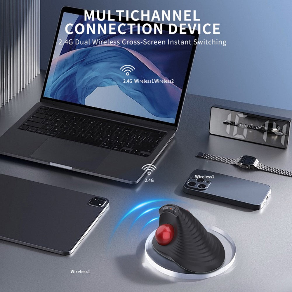 Ergonomic Trackball Mouse – Silent, Rechargeable, Dual Mode 2.4G & Bluetooth