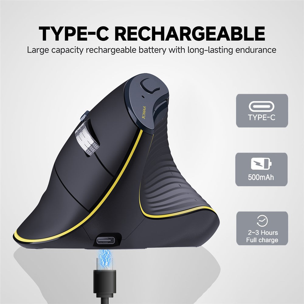 Silent Ergonomic Wireless Mouse – Dual Mode 2.4G & Bluetooth, Rechargeable