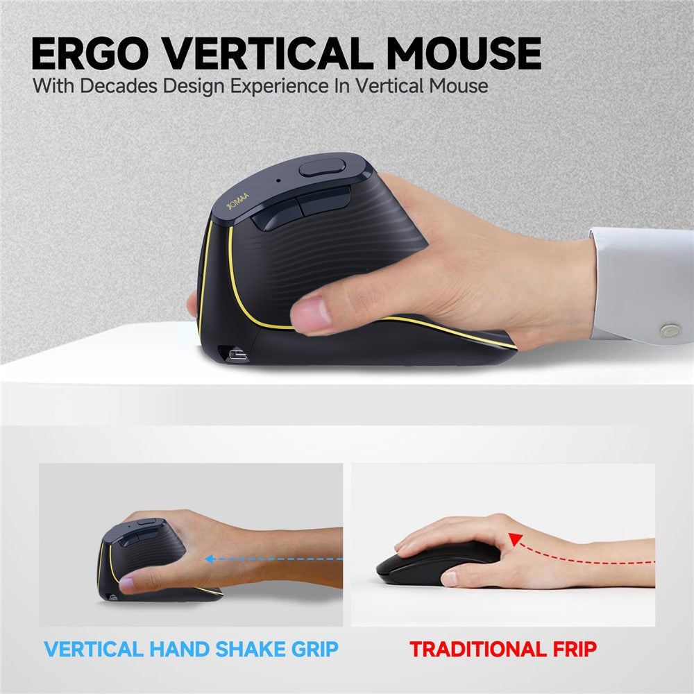 Silent Ergonomic Wireless Mouse – Dual Mode 2.4G & Bluetooth, Rechargeable