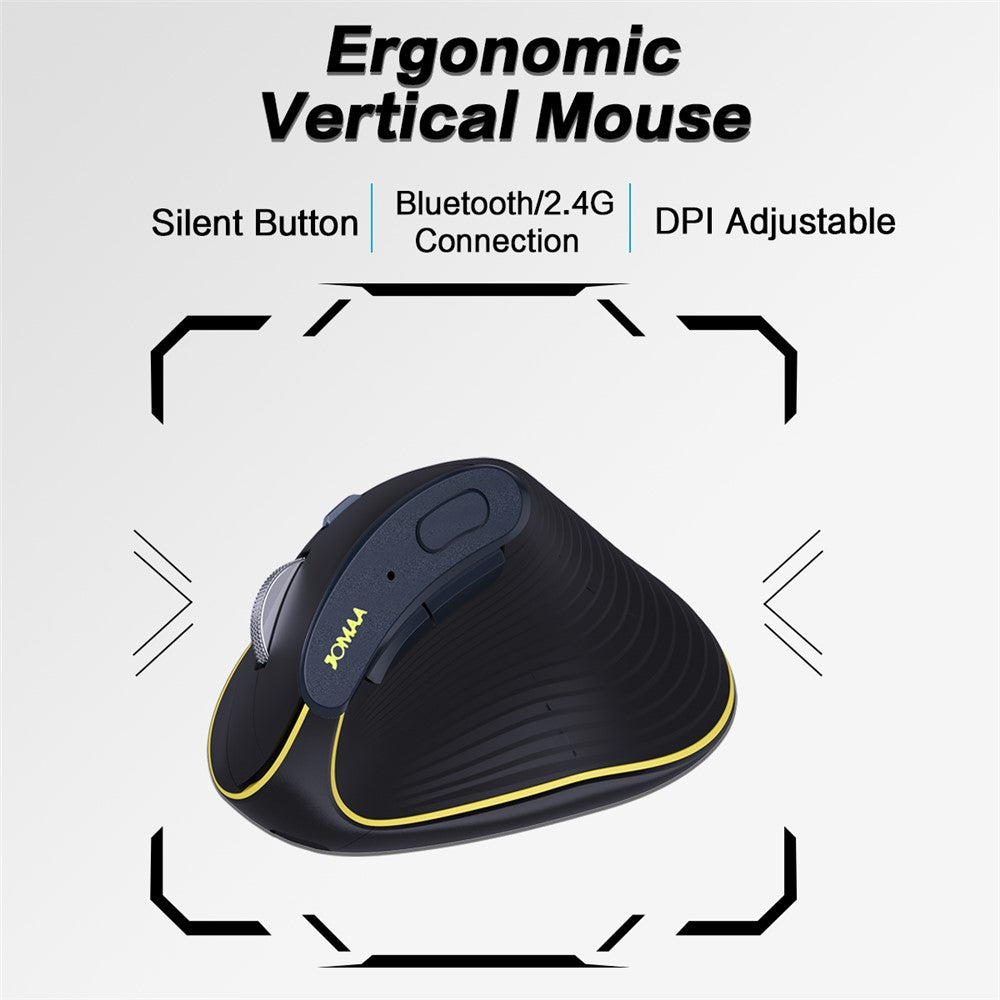 Silent Ergonomic Wireless Mouse – Dual Mode 2.4G & Bluetooth, Rechargeable