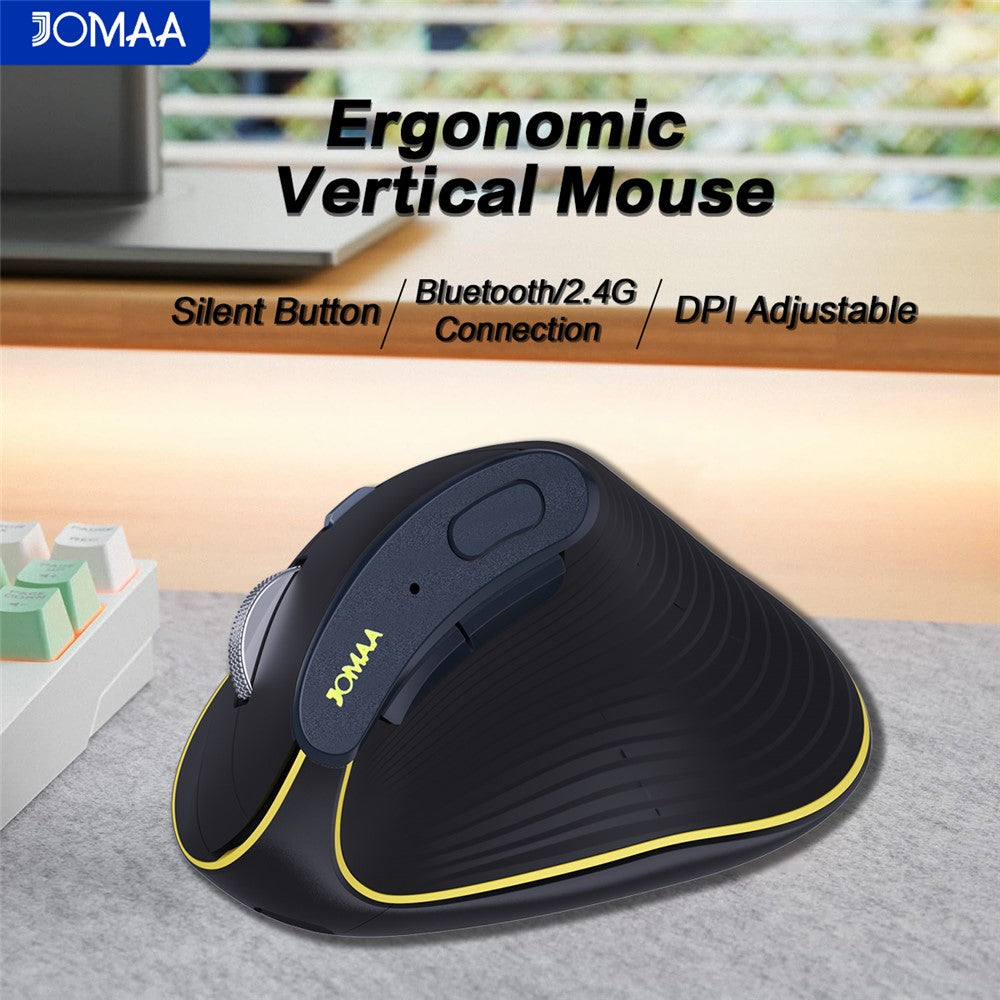 Silent Ergonomic Wireless Mouse – Dual Mode 2.4G & Bluetooth, Rechargeable
