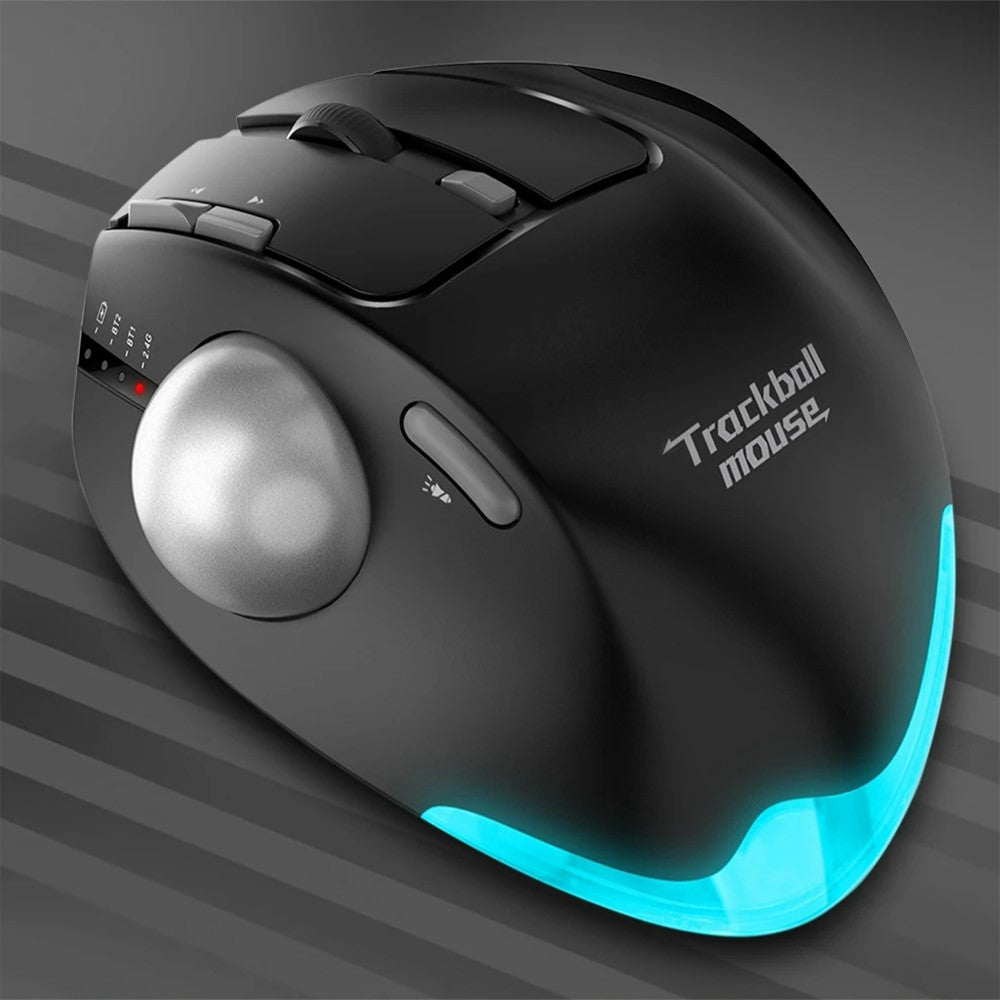 Ergonomic Trackball Wireless Mouse – RGB, Rechargeable, Dual Mode 2.4G & Bluetooth