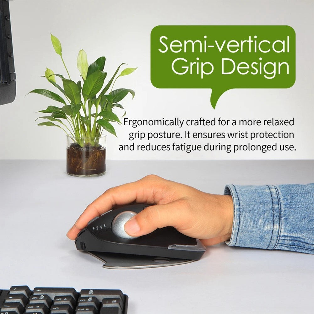 Ergonomic Trackball Wireless Mouse – RGB, Rechargeable, Dual Mode 2.4G & Bluetooth