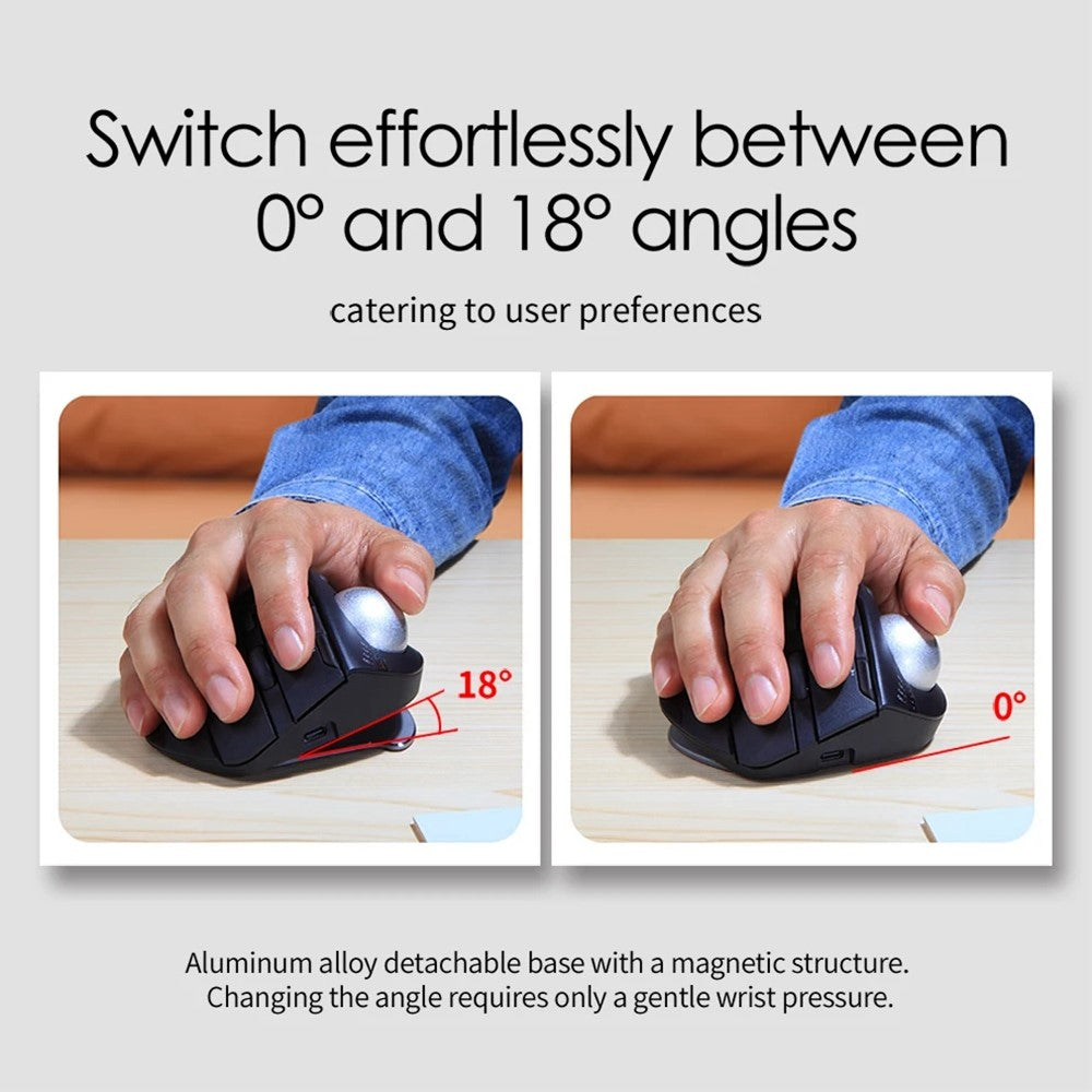 Ergonomic Trackball Wireless Mouse – RGB, Rechargeable, Dual Mode 2.4G & Bluetooth