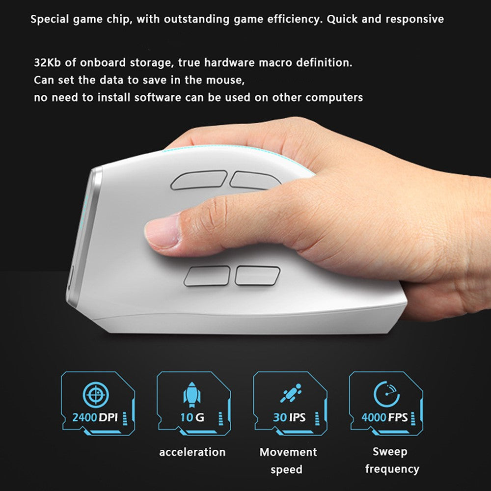 Ergonomic Wireless Gaming Mouse – 2.4G & Bluetooth, RGB, Rechargeable