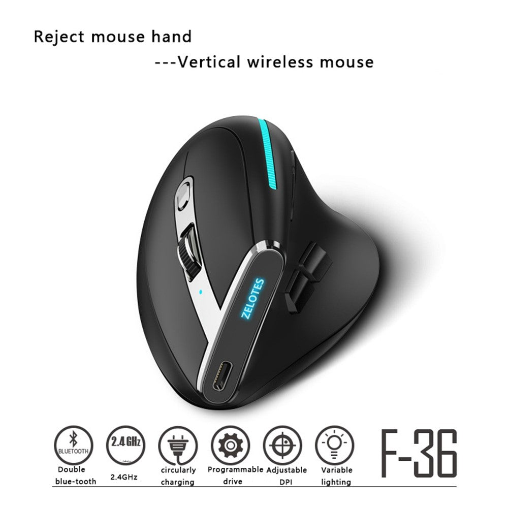 Ergonomic Wireless Gaming Mouse – 2.4G & Bluetooth, RGB, Rechargeable