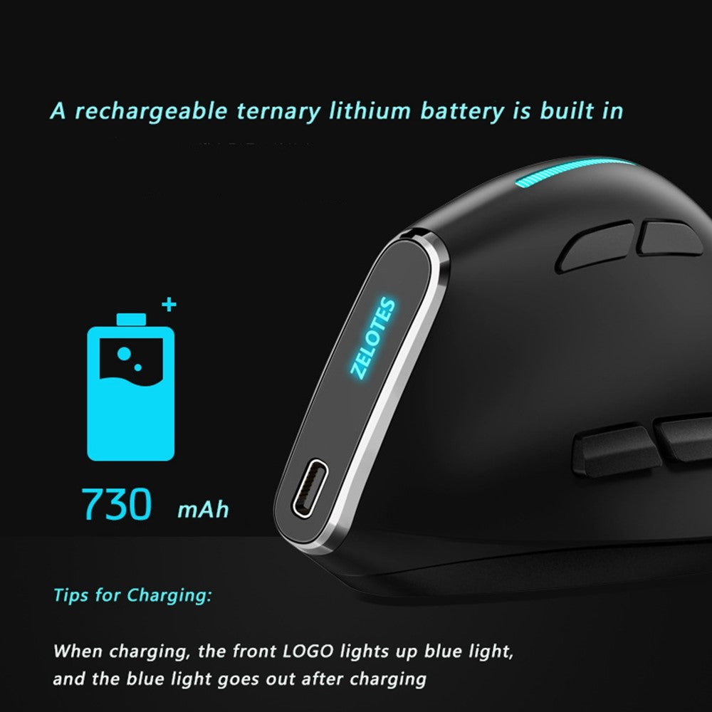 Ergonomic Wireless Gaming Mouse – 2.4G & Bluetooth, RGB, Rechargeable