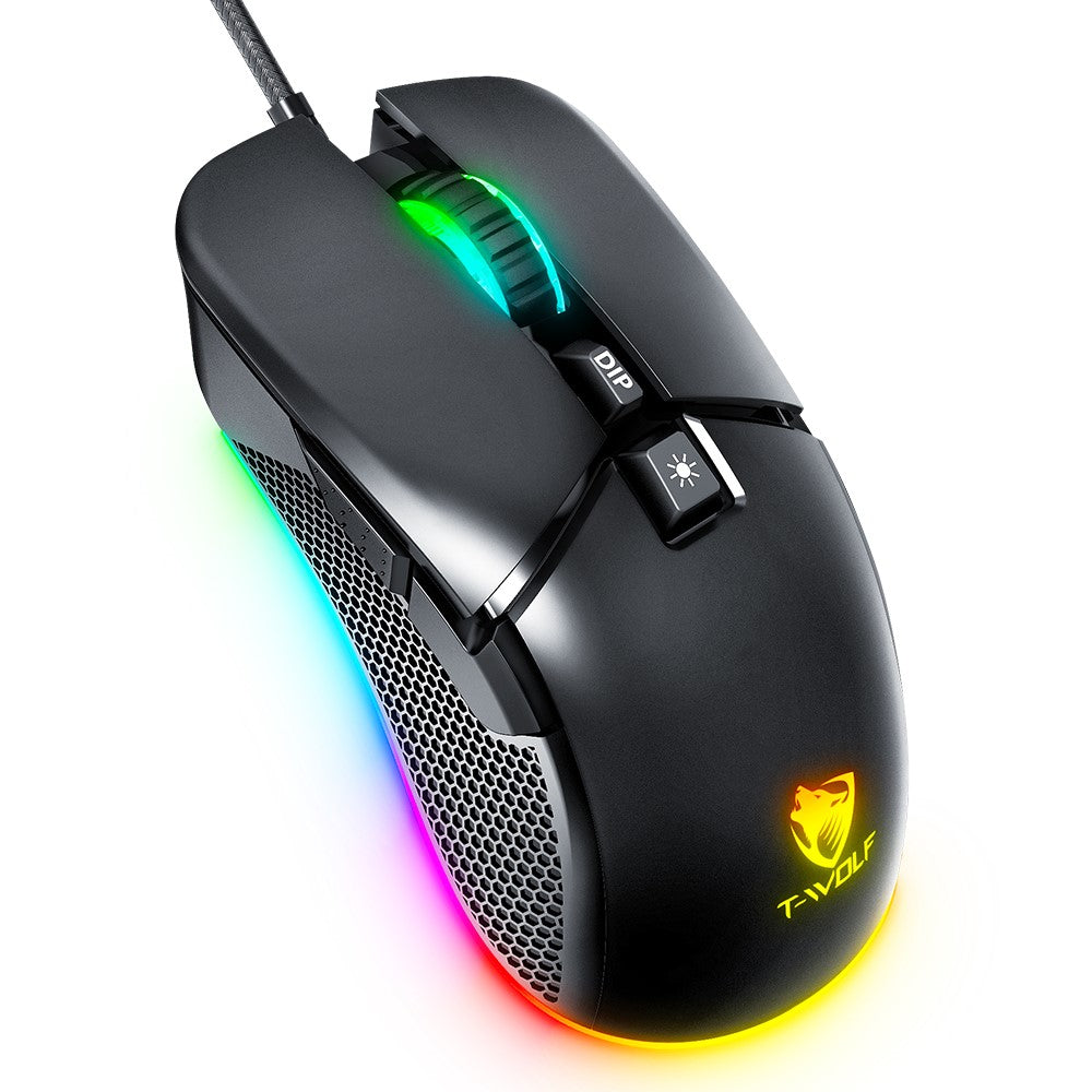T-WOLF G590 Wired Gaming Mouse – RGB Light, Up to 7200 DPI