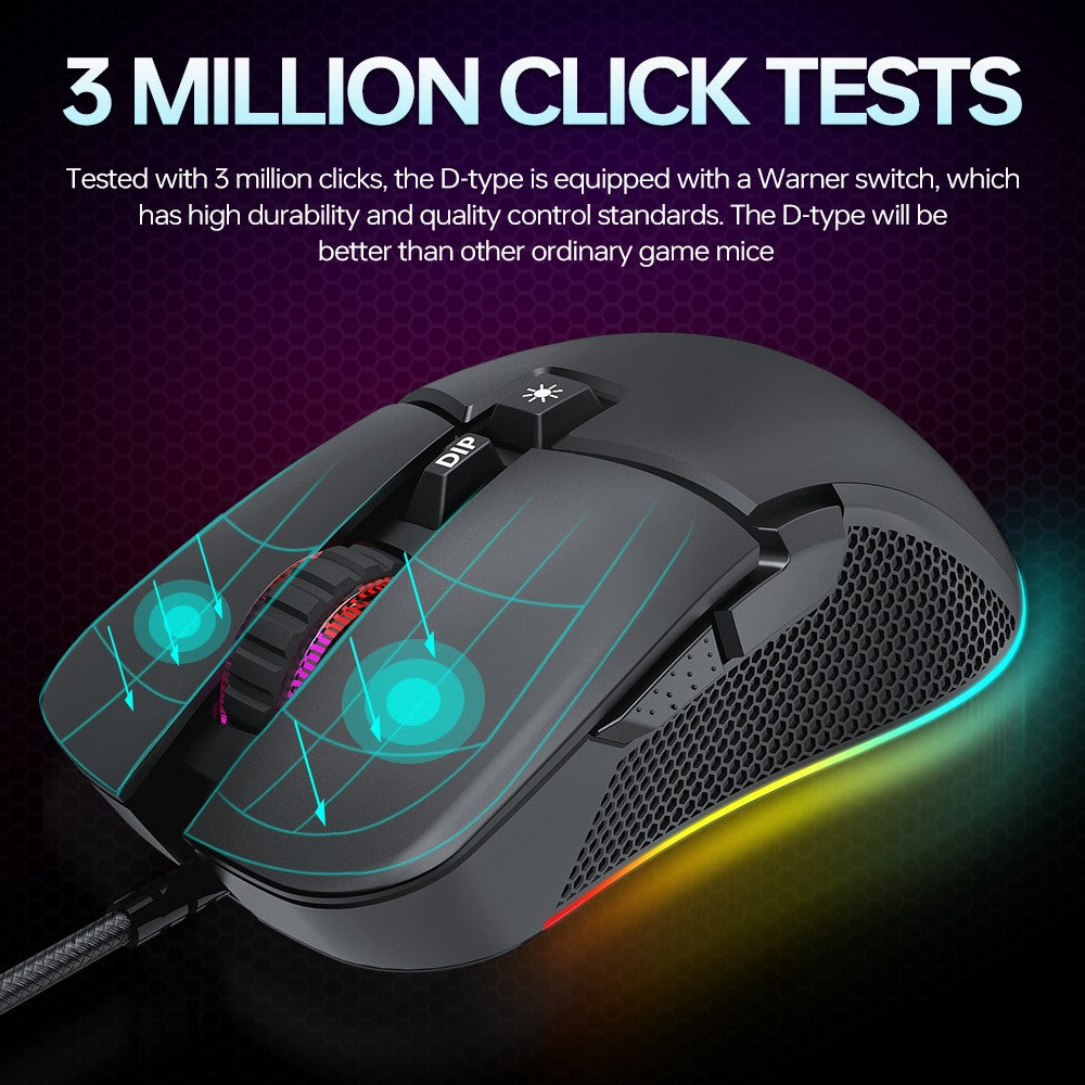 T-WOLF G590 Wired Gaming Mouse – RGB Light, Up to 7200 DPI