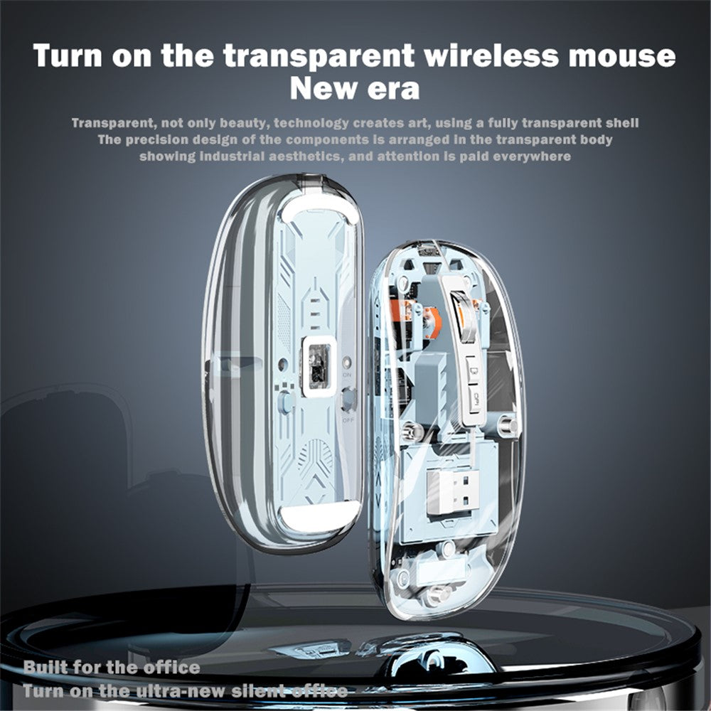 Transparent Wireless Gaming Mouse – RGB Light, Dual Mode 2.4G & Bluetooth