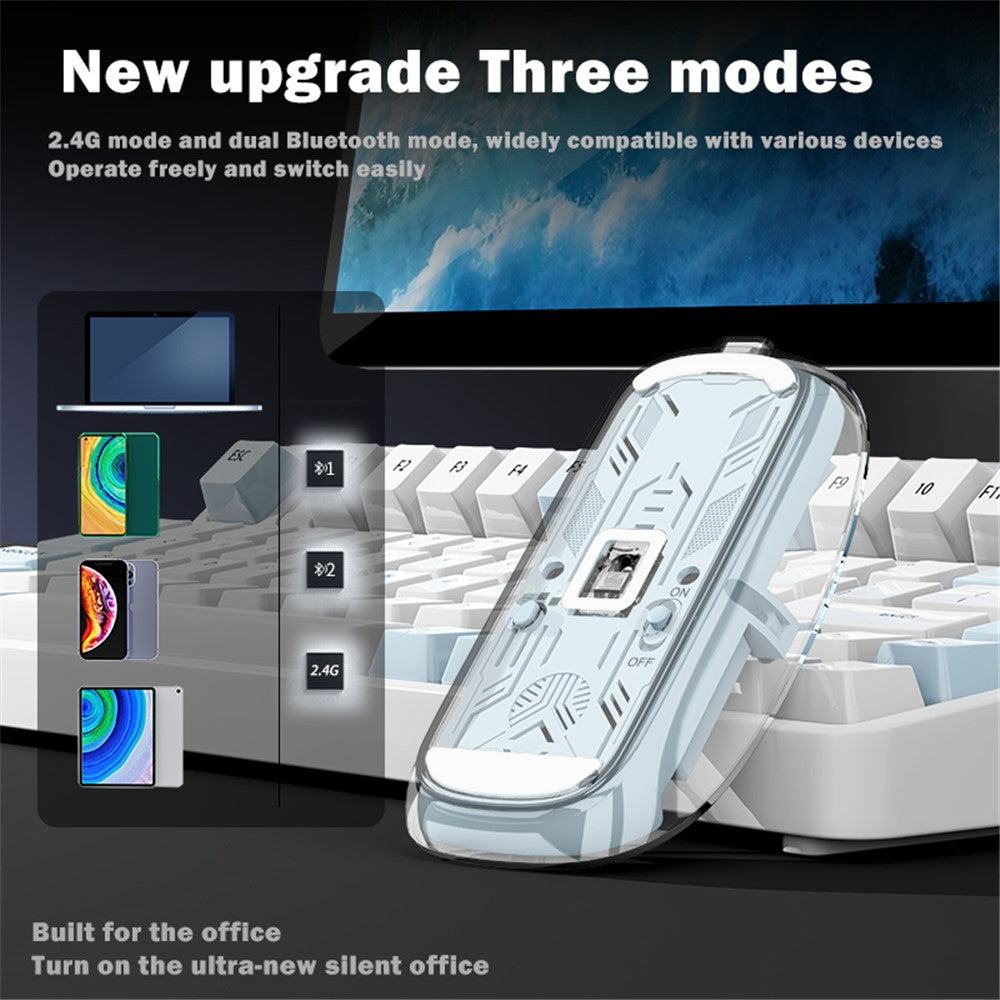 Transparent Wireless Gaming Mouse – RGB Light, Dual Mode 2.4G & Bluetooth