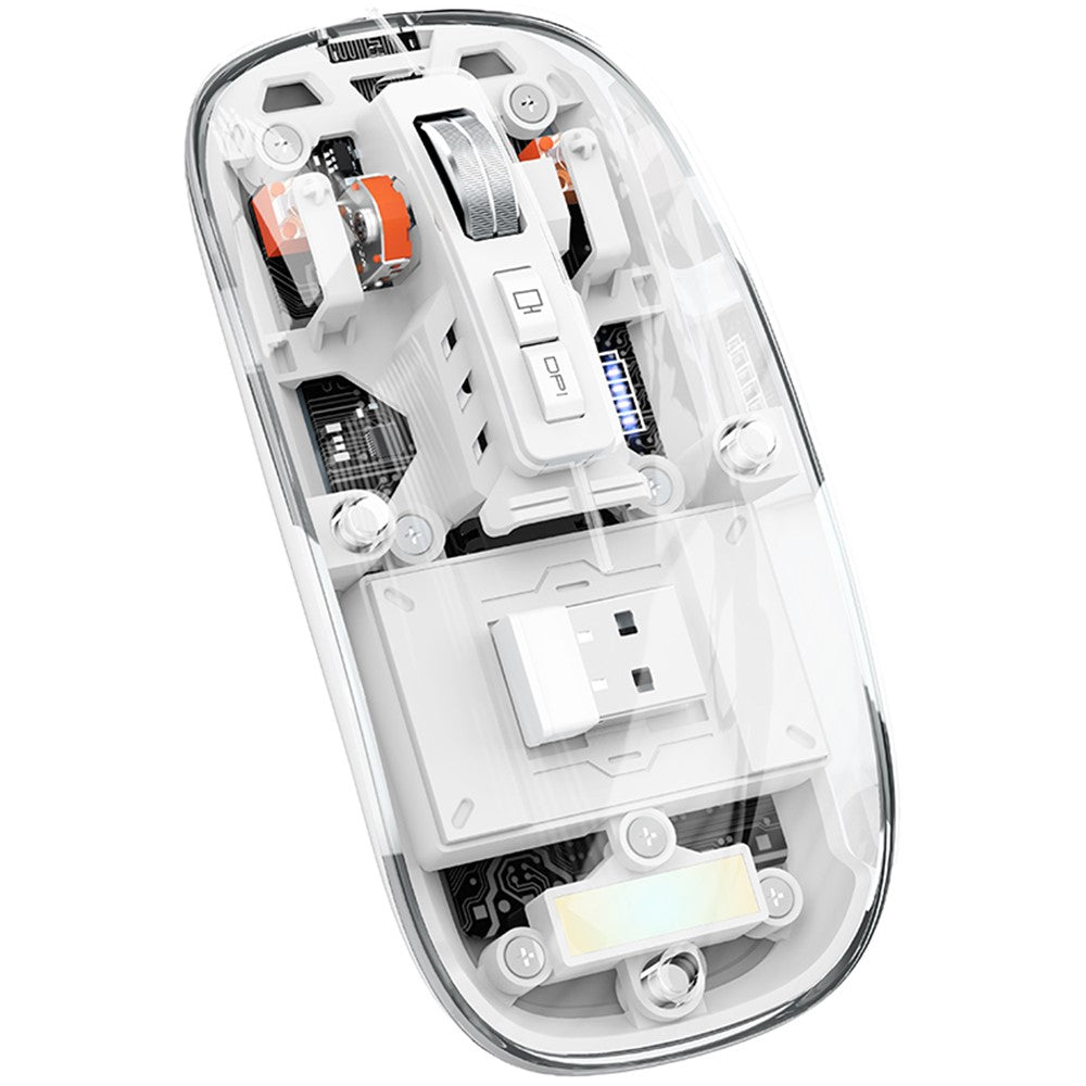 Transparent Wireless Gaming Mouse – RGB Light, Dual Mode 2.4G & Bluetooth