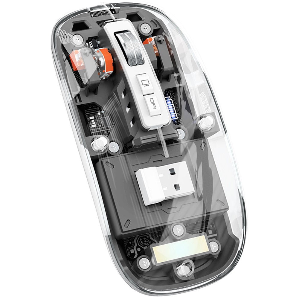 Transparent Wireless Gaming Mouse – RGB Light, Dual Mode 2.4G & Bluetooth
