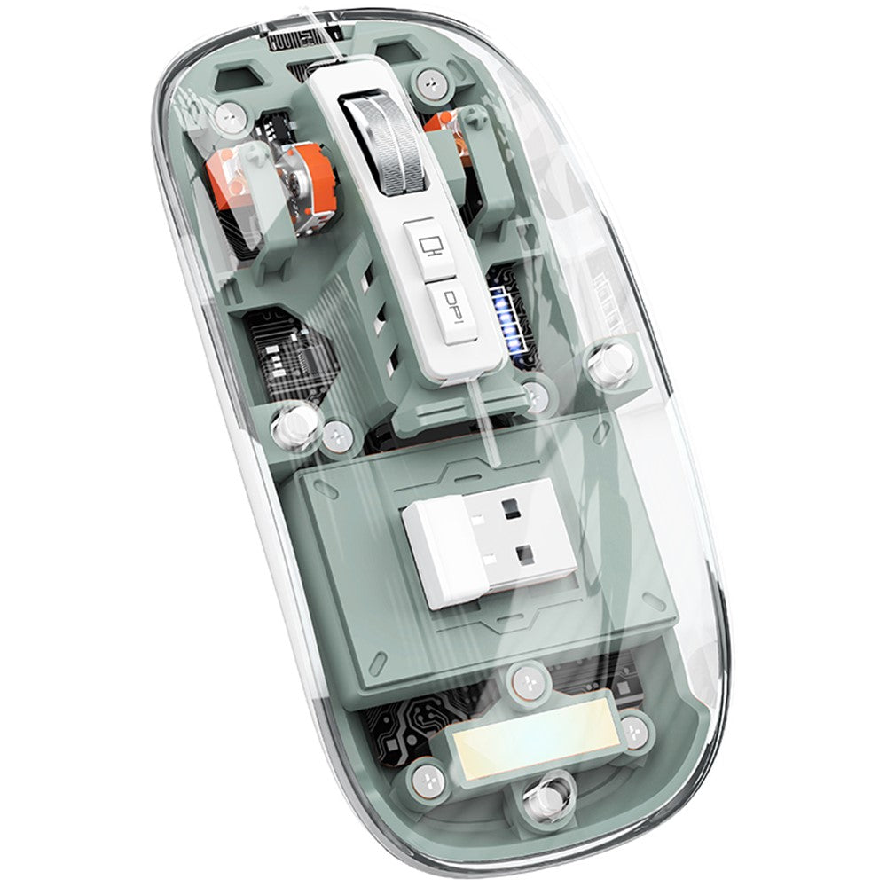 Transparent Wireless Gaming Mouse – RGB Light, Dual Mode 2.4G & Bluetooth