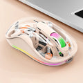 Transparent Wireless Mouse – Silent Click, Tri-Mode, RGB Light