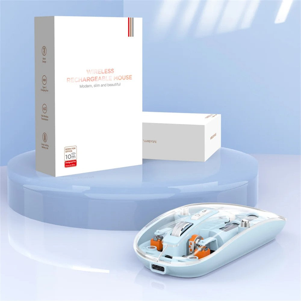 Transparent Silent Wireless Mouse – Tri-Mode Connectivity