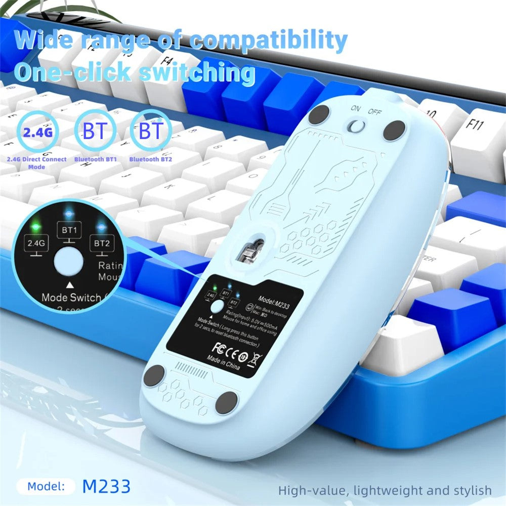 Transparent Silent Wireless Mouse – Tri-Mode Connectivity
